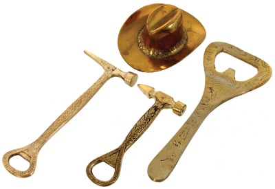 Unmarked: Four Figural Brass Bottle Openers
