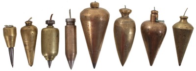 Assorted Makers: Seven Early Type Bbrass Plumb Bobs