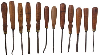 Assorted Makers: Wkg. Set Of 12 Clean Carving Tools