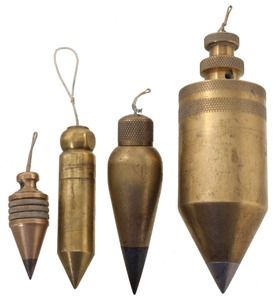 Unmarked: Four Later Type Brass Plumb Bobs