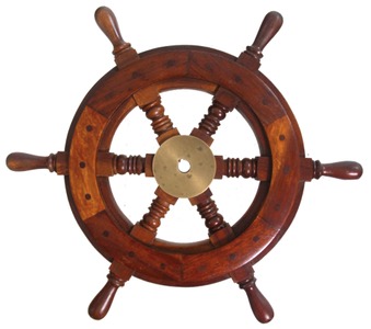 Unmarked: Extra Clean Mahogany & Brass Ship's Wheel