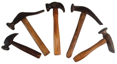 Assorted Makers: Lot Of Five Cobbler's Hammers