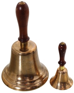 Unmarked: Two Early Brass Schoolhouse Bells
