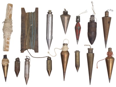 Assorted Makers: Lot Of Brass & Iron Plumb Bobs