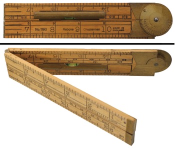 John Rabone & Sons, Birmingham, England, No. 1190: Protractor Comb. Folding Rule