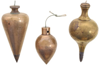 Unmarked: Three Shapely Brass Plumb Bobs