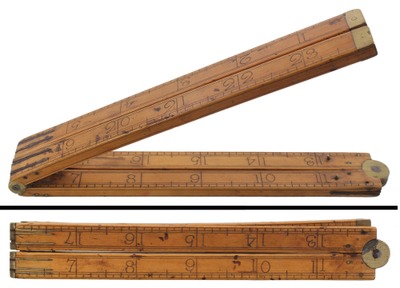 Unmarked: Extra Early 4 Fold B'wood Folding Rule