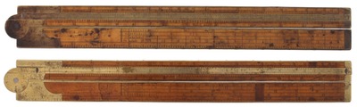 Assorted Makers: Two Early Maker Two Foot, 4-Fold Folding Rules