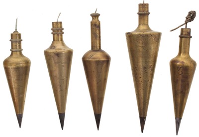 Unmarked: Five "Surveyor" Type Plumb Bobs
