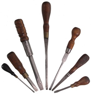 Assorted Makers: Coll. Of Seven Early Type Screwdrivers