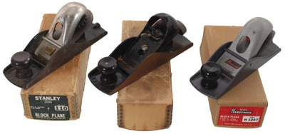 Stanley Rule & Level: Three Orig. Box Blk. Woodworking Planes