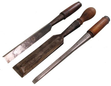 T.H. Witherby, Winsted, Connecticut: Three Timber Framing Socket Chisels