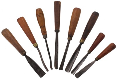 Assorted Makers: Wkg. Set Of Eight Clean Carving Tools