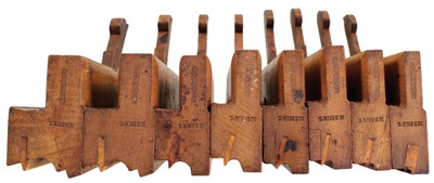 John Holbrook, Bristol, England: Set Of Eight Clean Bead Molding Planes