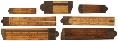 Assorted Makers: Lot Of "Damaged" & "Imperfect" Folding Rules