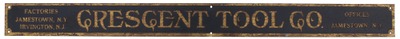 Crescent Tool Company, Jamestown, New York: Orig. Enameled Brass Display Case Sign