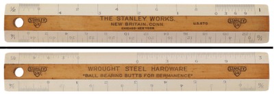 The Stanley Works, New Britain, Connecticut: Rare Laminated Advertising Rule