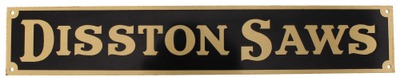 Henry Disston & Sons, Philadelphia, Pennsylvania: Orig. Enameled Brass Display Case Sign