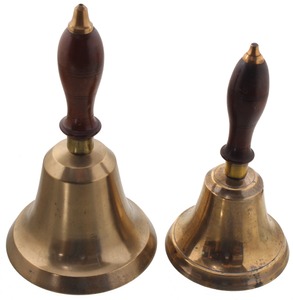 Unmarked: Two Early Brass Schoolhouse Bells