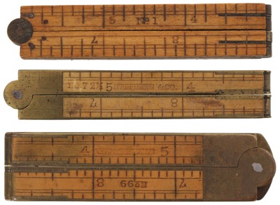 Assorted Makers: Three Early Maker 1 Foot Folding Rules