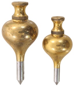 E. Preston & Sons, Birmingham, England (Unmarked), No. 2/4: Two Uncommon Brass Plumb Bob