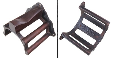 J.L. Mott Iron Works, New York, New York: Early Cast Iron & Walnut Bridle Holder
