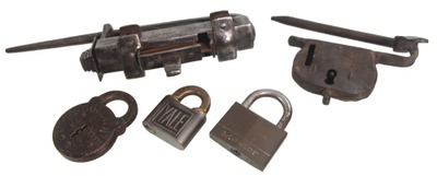 Assorted Makers: Lot Of Five Early Type Padlocks