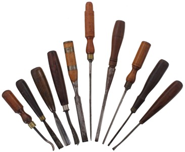 Assorted Makers: Wkg. Set Of Ten Clean Carving Tools