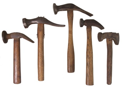 Assorted Makers: Lot Of Five Cobbler's Hammers