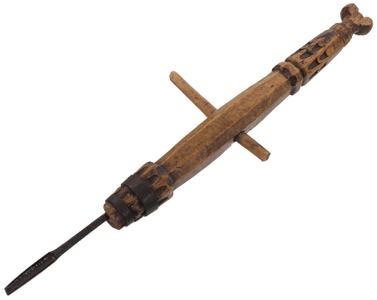 Unmarked: Early Carved Euro. Auger Handle
