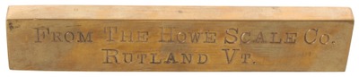 Howe Scale Company, Rutland, Vermont: Solid Brass Promo. Paperweight