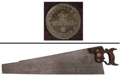 Bakewell & Company, Middletown, New York: Early N.Y. Maker 28" 4 1/2 Pt. Rip Sa