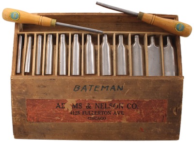 Adams & Nelson Company, Chicago, Illinois: Boxed Set Of 11 Pattern Mkrs. Gouges