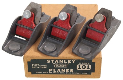 Stanley Rule & Level, No. 101: Uncommon Box Of Thre "Toy" Block Planes