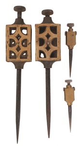 Unmarked: Two Pairs Of Brass Trammel