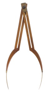 Unmarked: Pair Of Brass & Wood Sculptor's Caliper