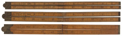 Stanley Rule & Level: Three Clean Boxwood Folding Rules