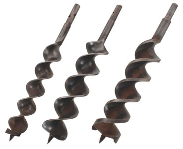 Assorted Makers: Set Of Three Boring Machine Auger Bits