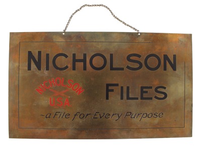 Nicholson File Company, Providence, Rhode Island: Extra Clean Brass Sign