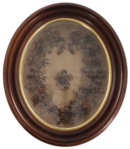 Unmarked: 19th C. Framed Displ Of Woven Human Hair