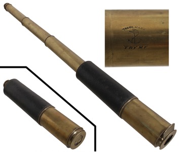 J.P. Cutts Sutton & Son, London, England: Early Solid Brass Nautical Telescope