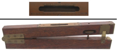 W.H. Harling, London, England: Mahogany & Brass Inclinometer Level