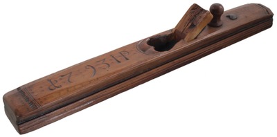 Unmarked: 18th C. Carved & Dated Jointer Plane
