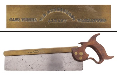 William B. Gregory & Company, Albany, New York: Early Brass Back 12" Tenon Saw