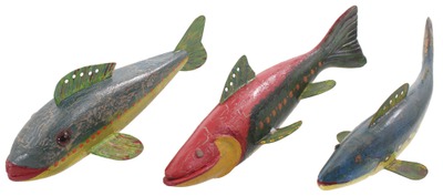 Robert Lindner, Clarence, New York: Three Upper Michigan Spear Fishing Decoys