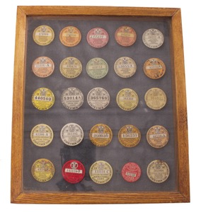State Of New York, Albany, New York: Framed Display Of 25 License Buttons