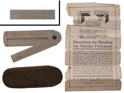 E.P. Johnson Rule Manufacturing Company, Chicago, Illinois, No. 46: Patent Protractor Folding Rule