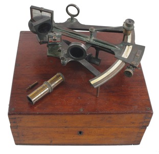 Riggs & Brother, Philadelphia, Pennsylvania: Early Brass & Ebony Nautical Sextand