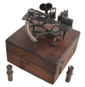 Henry Hughes & Son, Fenchurch Street, London, England: Early Brass & Ebony Nautical Sextant