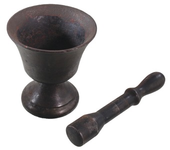 Unmarked: Earkt Cast Iron Mortar & Pestle